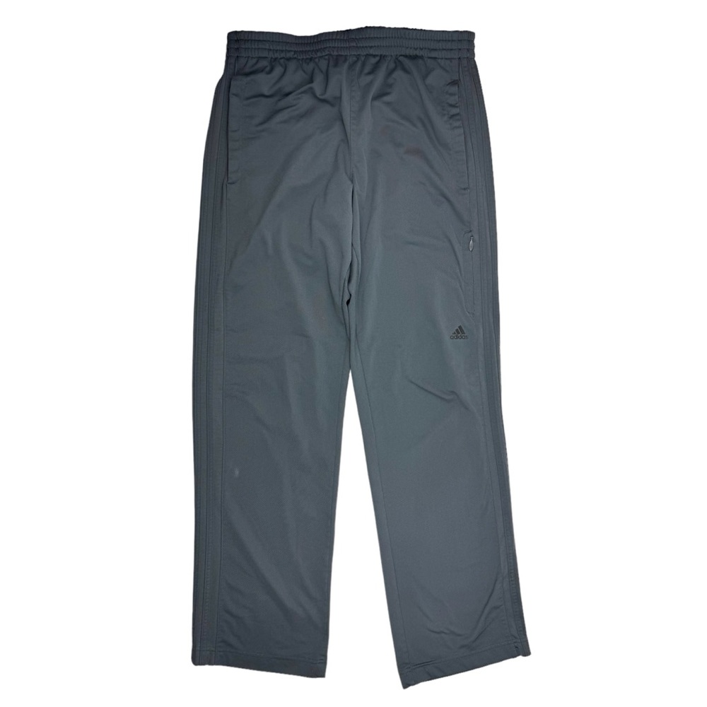 Adidas Sz Large Track Pants Mens Gray Tricot‎  Zip Pockets 31" inseam Stretch